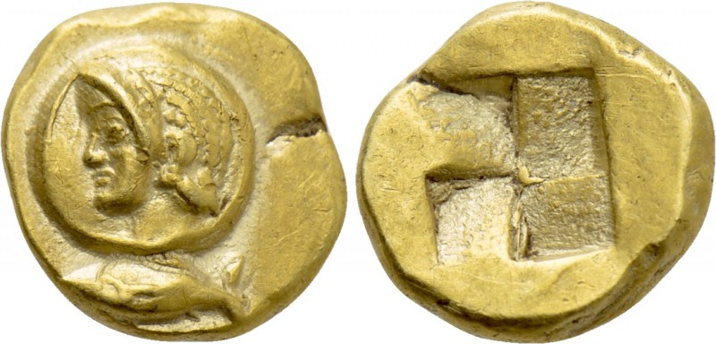 MYSIA. Kyzikos. EL Hemihekte (Circa 550-450 BC).

Obv: Head of ephebos left se...