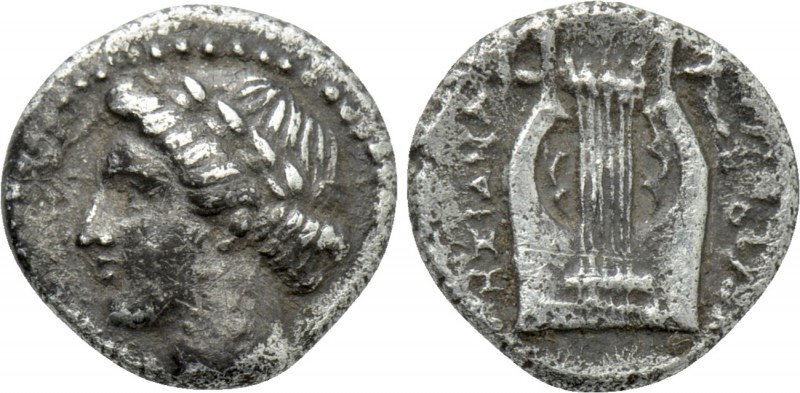 IONIA. Kolophon. Diobol (Circa 350-330 BC). Hegesianax, magistrate. 

Obv: Lau...