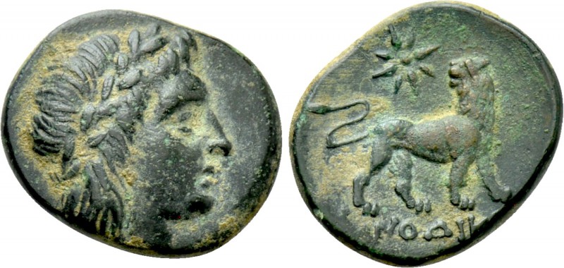 IONIA. Miletos (Circa 313/2-290 BC). Ae. Uncertain magistrate. 

Obv: Laureate...