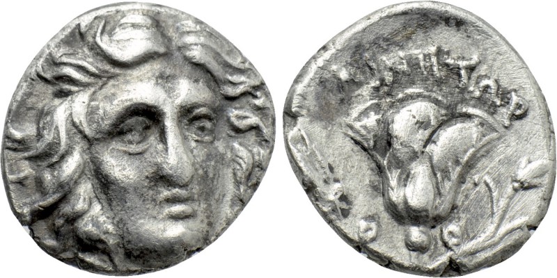 CARIA. Rhodes. Drachm (Circa 205-190 BC). Ainetor, magistrate. 

Obv: Head of ...