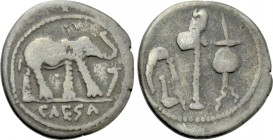 JULIUS CAESAR. Denarius (49 BC). Contemporary imitation of military mint traveling with Caesar.