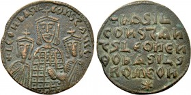 BASIL I THE MACEDONIAN with LEO VI and CONSTANTINE (867-886). Follis. Constantinople.