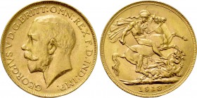 AUSTRALIA. George V (1910-1936). GOLD Sovereign (1918-P). Perth.