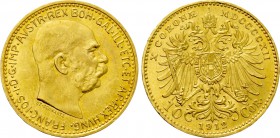 AUSTRIA. Franz Joseph I (1848-1916). GOLD 10 Corona (1912). Wien (Vienna). Restrike issue.