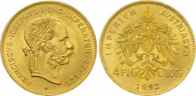 AUSTRIA. Franz Joseph I (1848-1916). GOLD 4 Florin or 10 Francs (1892). Wien (Vienna). Restrike issue.