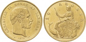 DENMARK. Christian IX (1863-1906). GOLD 20 Kroner (1873-CS). København (Copenhagen).