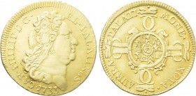 GERMANY. Pfalz-Sulzbach. Karl Philipp (1716-1742). GOLD 1/2 Karolin (1733). Heidelberg.