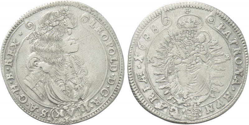 HOLY ROMAN EMPIRE. Leopold I (1657-1705). 15 Krajczar (1668-KB). Kremnitz. 

O...