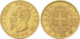 ITALY. Vittorio Emanuele II (1861-1878). GOLD 20 Lire (1862 T-BN). Torino (Turin).