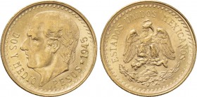 MEXICO. GOLD 2 1/2 Pesos (1945). Ciudad de México (Mexico City).