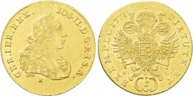 TRANSYLVANIA. Joseph II (1765-1790). GOLD 2 Ducats (1771 E-HG). Karlsburg.
