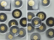 10 Gold Medals (8 x 0.72 gr 0.585; 2 x 2.00 gr 0.585).