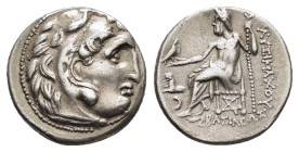 KINGS of THRACE. Lysimachos (305-281 BC). Kolophon. Drachm.

Obv : Head of Herakles right, wearing lion skin.

Rev : AΛΕΞΑΝΔΡΟΥ.
Zeus seated left on t...