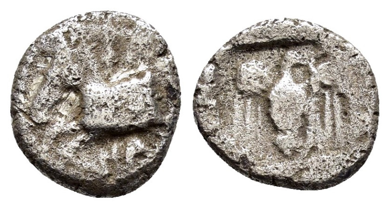 KINGS of THRACE. Sparadokos (Circa 450-440 BC). Diobol.

Obv : ΣΠA.
Forepart of ...