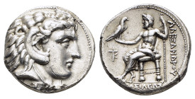KINGS of MACEDON. Alexander III The Great.(336-323 BC). Kition.Tetradrachm. 

Obv : Head of Herakles to right, wearing lion skin headdress.

Rev : BAΣ...