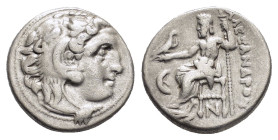KINGS of MACEDON. Alexander III The Great.(336-323 BC). Kolophon.Drachm. 

Obv : Head of Herakles right, wearing lion skin.

Rev : AΛΕΞΑΝΔΡΟΥ.
Zeus se...