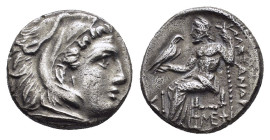 KINGS of MACEDON. Alexander III The Great.(336-323 BC). Lampsakos.Drachm.

Obv : Head of Herakles right, wearing lion skin.

Rev : AΛEΞANΔPOY.
Zeus Aë...