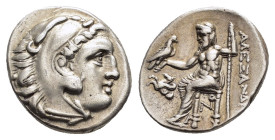 KINGS of MACEDON. Alexander III The Great.(336-323 BC). Drachm. Lampsakos.

Obv : Head of Herakles right, wearing lion skin.

Rev : AΛEΞANΔPOY.
Zeus s...