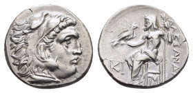 KINGS of MACEDON. Alexander III The Great.(336-323 BC). Drachm. Lampsakos.

Obv : Head of Herakles right, wearing lion skin.

Rev : AΛEΞANΔPOY.
Zeus s...