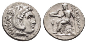 KINGS of MACEDON. Alexander III The Great.(336-323 BC). Lampsakos.Drachm.

Obv : Head of Herakles right, wearing lion skin.

Rev : AΛΕΞΑΝΔΡΟΥ.
Zeus se...