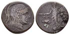 PONTOS.Amisos.Time of Mithradates VI.(Circa 105-85 BC).Ae.

Obv : Helmeted head of Athena right.

Rev : AMIΣOY.
Perseus standing facing, wearing point...