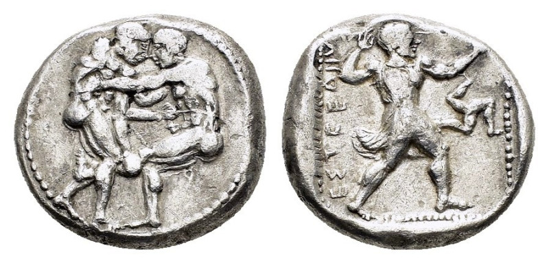 PAMPHYLIA. Aspendos.(Circa 420-370 BC). Stater.

Obv : Two wrestlers grappling.
...