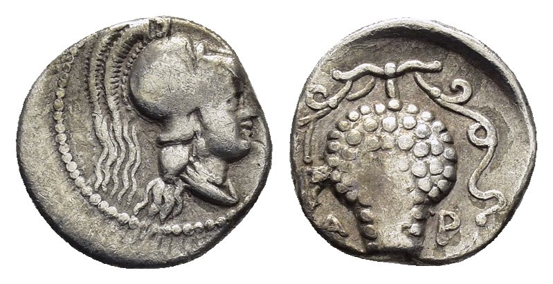 CILICIA. Soloi.(Circa 350-300 BC).Obol.

Obv : Helmeted and draped bust of Athen...