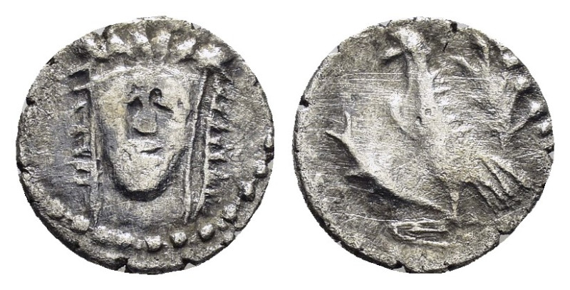 CILICIA. Uncertain. (4th century BC).Obol.

Obv : Facing head of Herakles, weari...