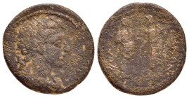 PHRYGIA. Colossae. Pseudo-autonomous. Time of the Antonines (138-192). Ae.

Obv : Radiate and draped bust of Helios right.

Rev : ΚΟΛΟССΗΝΩΝ.
Hygieia,...
