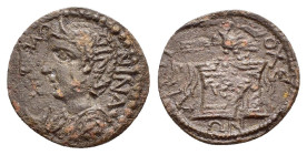 CARIA. Antiochia ad Maeandrum. Salonina (Augusta, 253-269). Ae.

Obv : .. CAΛONINA CEB.
Draped bust left.

Rev : ANTIOXEΩΝ.
Eagle standing right on ga...