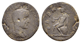 PISIDIA. Baris. Trebonianus Gallus. (251-253). Ae.

Obv : ΑΥΤ Γ ΟΥƐΙΒ ΤΡΒ ΓΑΛΛΟϹ ϹƐΒ; laureate, draped and cuirassed bust.

Rev : ΒΑΡΗΝΩΝ; Hermes seat...