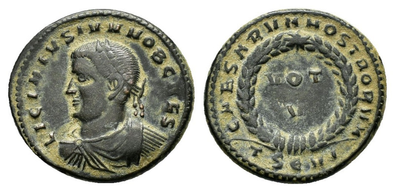 LICINIUS II.(Caesar, 317-324). Thessalonica.Follis. 

Obv : LICINIVS IVN NOB CAE...