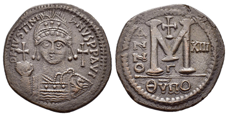 JUSTINIAN I (527-565). Theopoulis (Antioch). Follis.

Obv : D N IVSTINIANVS P P ...