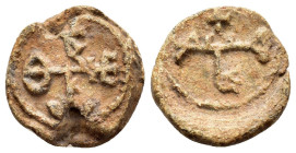 BYZANTINE LEAD SEAL.(Circa 7th-11th Century).Pb.

Condition : Good very fine.

Weight : 10.9 gr
Diameter : 21 mm