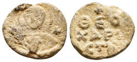 BYZANTINE LEAD SEAL.(Circa 7th-11th Century).Pb.

Condition : Good very fine.

Weight : 8.7 gr
Diameter : 24 mm
