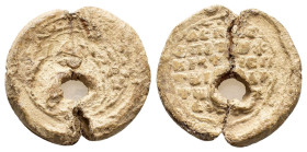 BYZANTINE LEAD SEAL.(Circa 7th-11th Century).Pb.

Condition : Good very fine.

Weight : 20.9 gr
Diameter : 29 mm