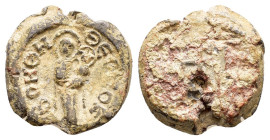 BYZANTINE LEAD SEAL.(Circa 7th-11th Century).Pb.

Condition : Good very fine.

Weight : 16.4 gr
Diameter : 25 mm