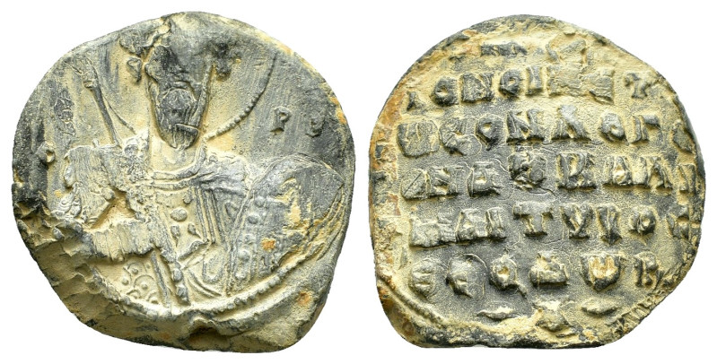 BYZANTINE LEAD SEAL.(Circa 7th-11th Century).Pb.

Condition : Good very fine.

W...