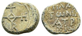BYZANTINE LEAD SEAL.(Circa 7th-11th Century).Pb.

Condition : Good very fine.

Weight : 12.5 gr
Diameter : 23 mm