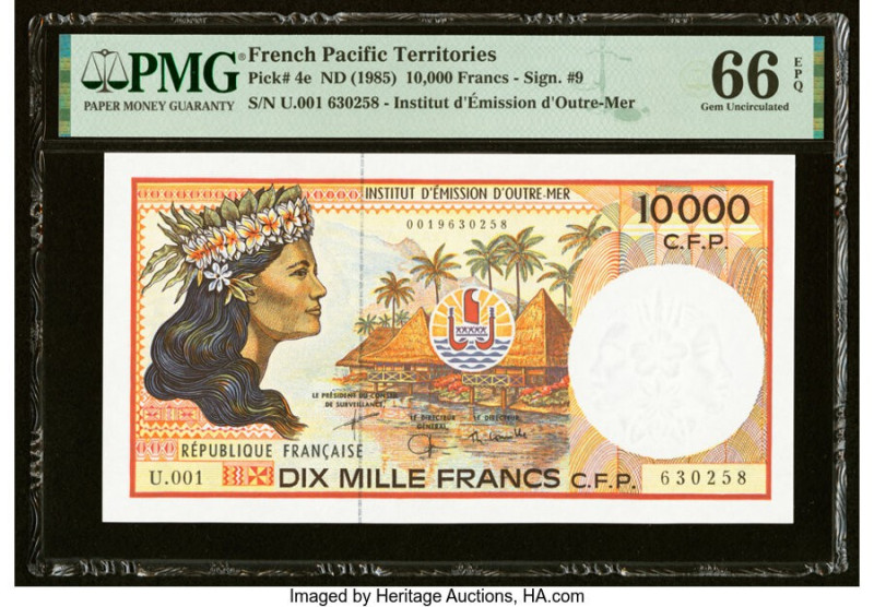 French Pacific Territories Institut d'Emission d'Outre Mer 10,000 Francs ND (198...