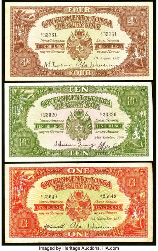 Tonga Government of Tonga 4 Shillings 4.8.1942 Pick 9a Very Fine; Tonga Governme...