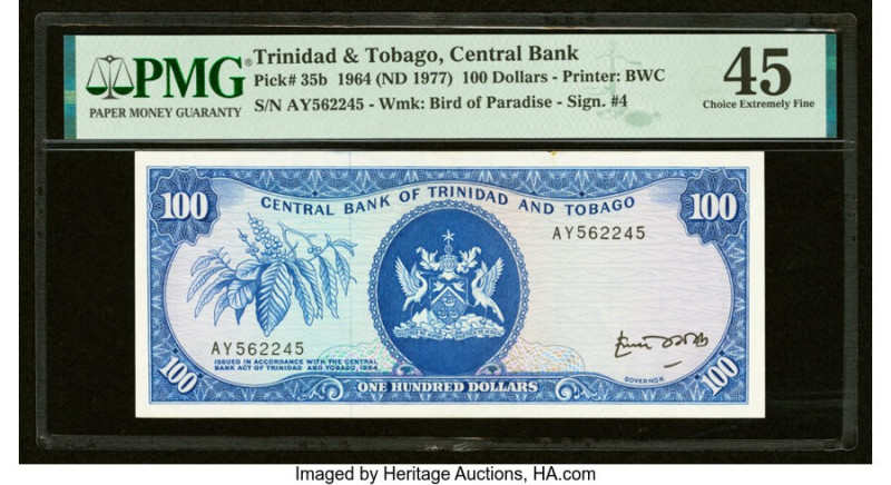 Trinidad & Tobago Central Bank of Trinidad and Tobago 100 Dollars 1964 (ND 1977)...