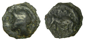 Galia (Francia). Bajo y medio valle del Ródano. Potin «au taureau». 175-100 a.C. 3,56 gr.
MBC-