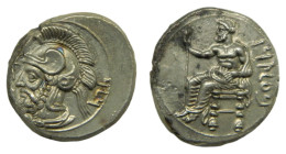 Tarsos (Turquia) Estátera. 379-374 a.C. PHARNABAZOS. TARSOS. Anv.: Baal de Tarsos entronizado a izquierda con cetro, detrás leyenda aramea. Rev.: Cabe...