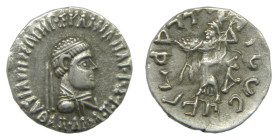 Bactria (Afganistan). Apollodotos II. 110-80 a.C. Dracma. Taxila. A/ Busto diademado. R/ Atenea. 2,23 g. Acid# 2050-2053.
MBC