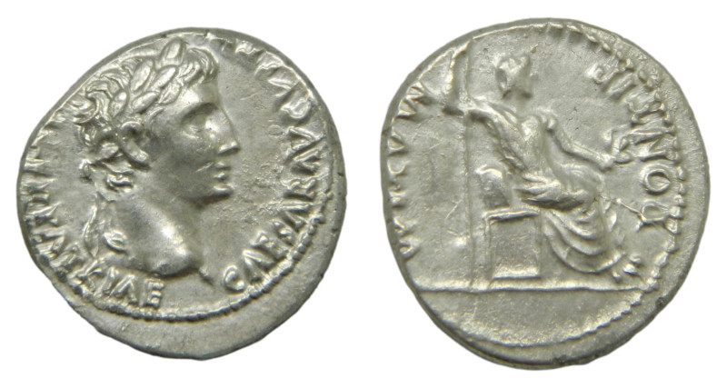 Octavio Augusto ( 8-6 a.C) Denario ( S 223) PONTIF MAXIM, Livia sentada. Ar 3,62...