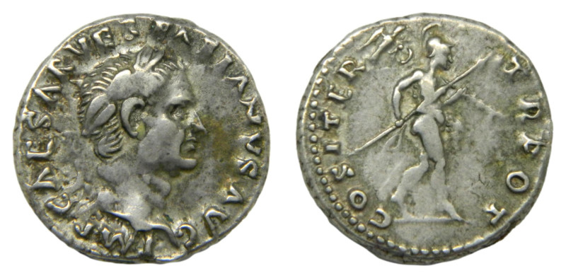 Vespasiano (69-79 dC). Denario. Roma. Anv./ IMP CAESAR VESPASIANVS AVG. Rev./ CO...