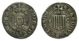 Fernando II (1479-1516) Zaragoza. 1/2 Real. (Cru C.G-5025). (Cru V.S-1305). Ar 2 gr.
MBC