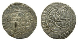 Reyes Católicos (1474-1504). Toledo. 1 real S/F (AC468) Ar 3,14 gr. Reverso sin marcas de ceca. 
MBC