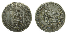 Reyes Católicos (1474-1504). Granada. 4 reales. S/F (AC546 var.) Anv: G-IIII. Rev: marca de ceca en reverso + y G. Ar 13,58 gr. Muy pocos ejemplares c...